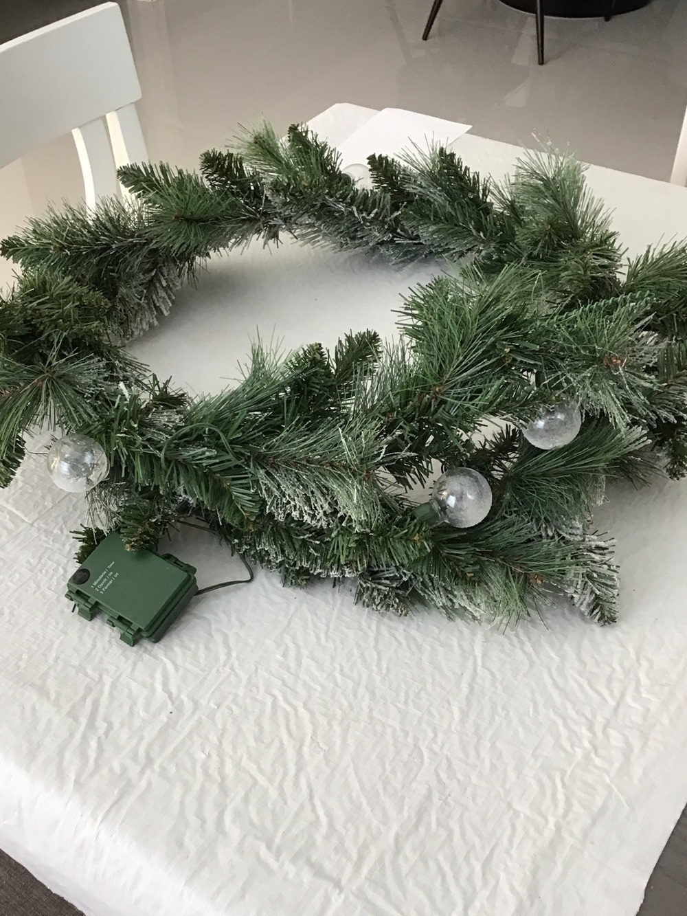 Ashland Green Frosted Pine Holiday Wreath with Clear Ornaments